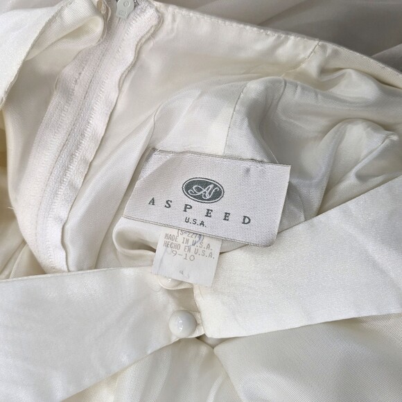 Vintage 1990s Y2K Aspeed Wedding Gown White Dress Beaded Formal Prom Size 9-10 - Picture 8 of 9